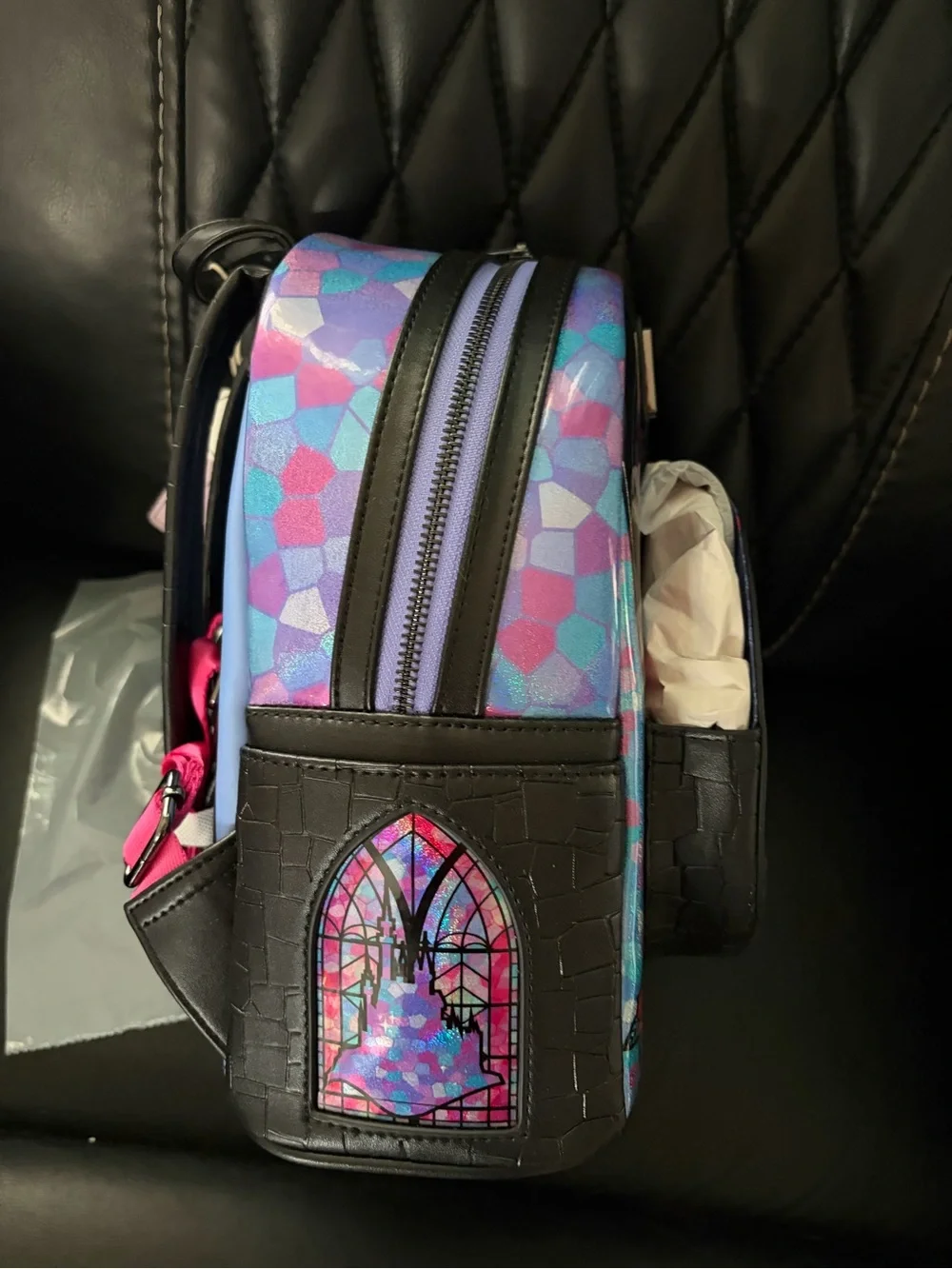 Loungefly Disney Aurora Stained Glass Mini Backpack - Purple, Pink, Blue